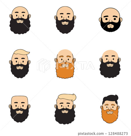 Cartoon Bald Men with Beards Cartoon Bald Men with Beards 128488273