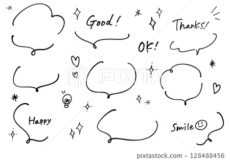 Set of speech bubbles and hand-drawn characters Simple, loose, cute Set of speech bubbles and hand-drawn characters Simple, loose, cute 128488456