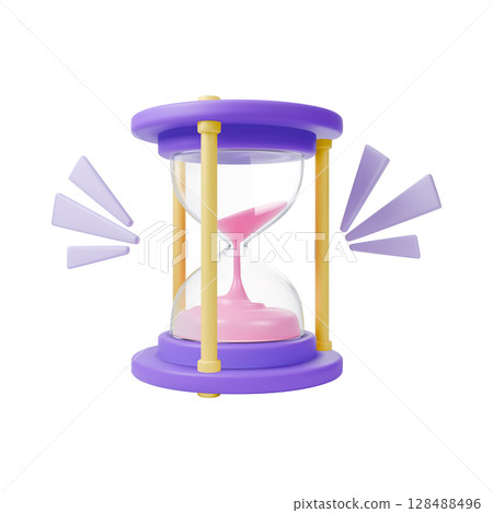 3d Hourglass or Sandclock with Sand Inside Concept Cartoon Design Style Isolated on a White Background. Vector illustration 128488496