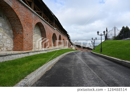 The fortress wall of the Kazan Kremlin, Russia 128488514