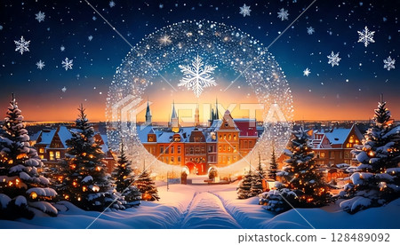 Christmas snowy town 128489092