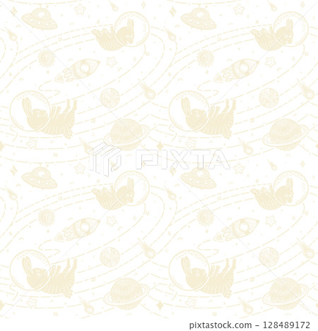 Cute Space Bunny Pattern, Light Line Art (Transparent PNG) 128489172