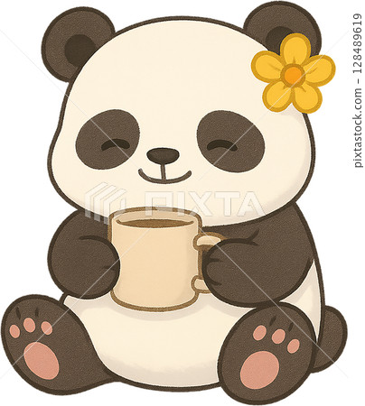 可愛又豐滿的熊貓寶寶人物插畫 可愛又豐滿的熊貓寶寶人物插畫 128489619