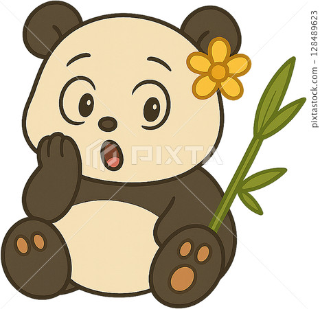 可愛又豐滿的熊貓寶寶人物插畫 128489623