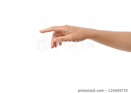 Finger points forward, indicating intent, on white background 128489735