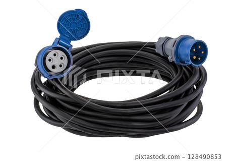 Industrial Power Extension Cable with Blue Plug Industrial Power Extension Cable with Blue Plug 128490853