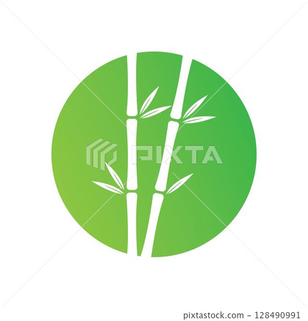 Bamboo with green leaf vector 128490991