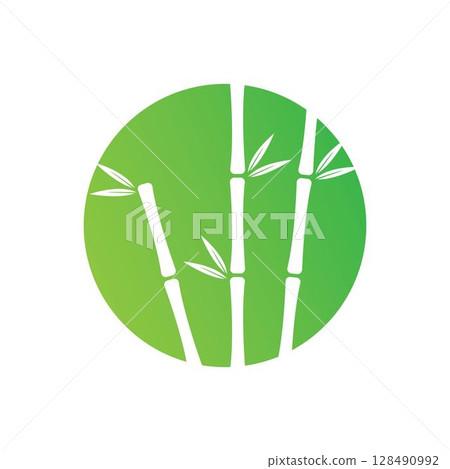 Bamboo with green leaf vector 128490992