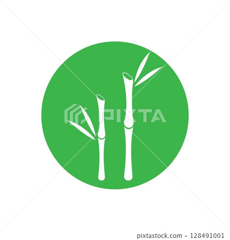 Bamboo with green leaf vector Bamboo with green leaf vector 128491001