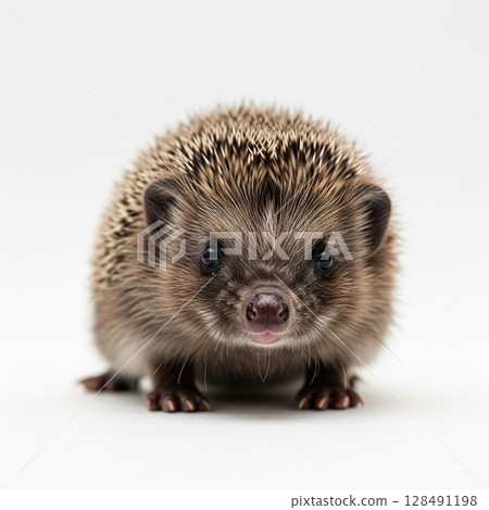 Portrait of an adorable hedgehog staring into the camera 128491198