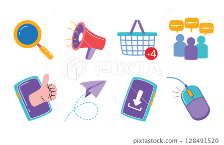 Online Shopping and Media Flat Icons 128491520