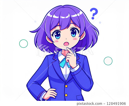 High school girl with doubts High school girl with doubts 128491906