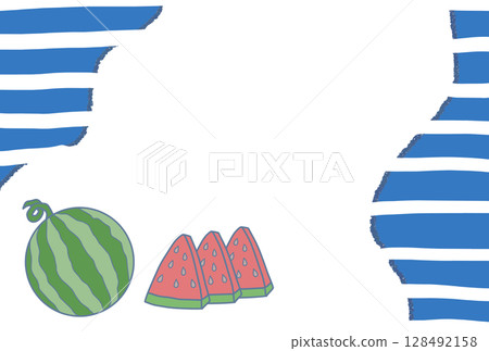 Summery watermelon illustration frame (horizontal) 128492158