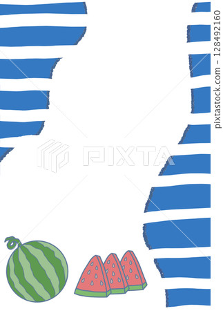 夏日西瓜插畫框（垂直） 128492160