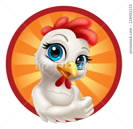 Cute Chicken Mascot Thumbs Up Cute Chicken Mascot Thumbs Up 128492215