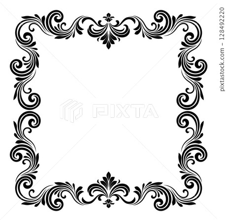 Filigree Heraldic Crest Motif Floral Pattern Frame 128492220