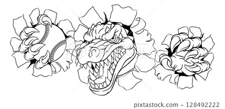 Crocodile Dinosaur Alligator Baseball Sport Mascot Crocodile Dinosaur Alligator Baseball Sport Mascot 128492222