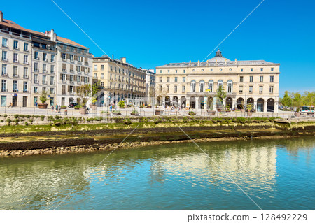 View from Bayonne on the Adour river. Bayonne is a city located in southern France. 128492229