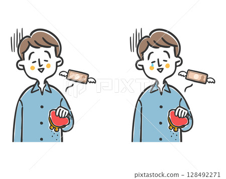Man with no money, upper body, vector 128492271