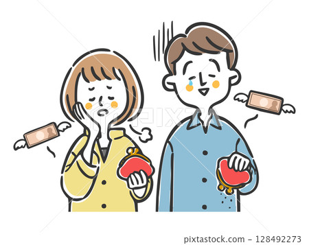 A couple with no money, upper body, vector 128492273