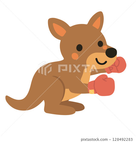 Cartoon Kangaroo Boxing with Red Gloves Cartoon Kangaroo Boxing with Red Gloves 128492283