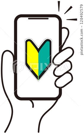 Smartphone and beginner mark　 128492579