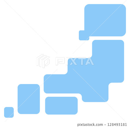 Map of Japan, light blue deformed map 128493181
