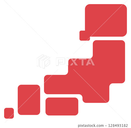 Map of Japan, red deformed map 128493182