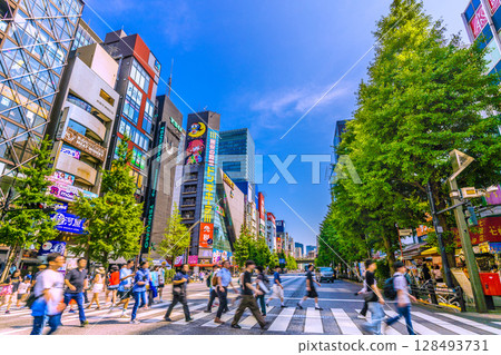 Tokyo cityscape, Japan, July 3rd. Inbound tourism continues... Akihabara bustling with foreign tourists Tokyo cityscape, Japan, July 3rd. Inbound tourism continues... Akihabara bustling with foreign tourists 128493731