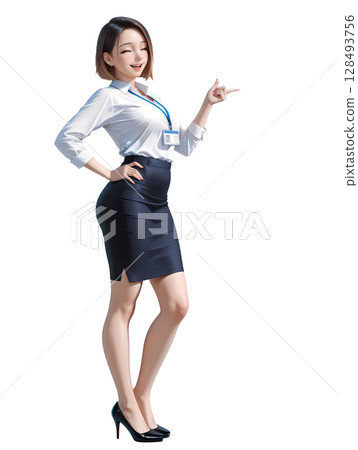 Standing female salesperson 128493756