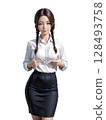 Standing female salesperson 128493758