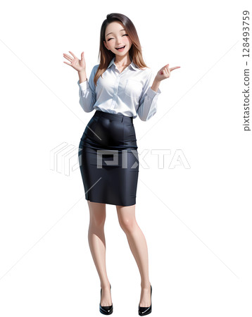 Standing female salesperson 128493759