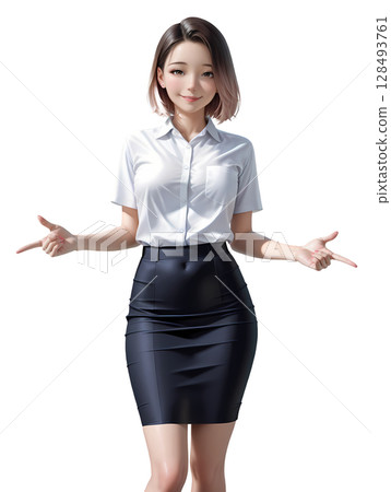 Standing female salesperson 128493761