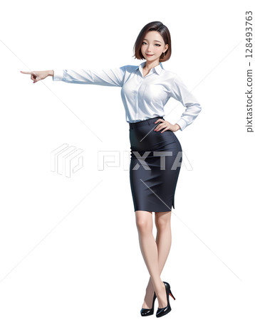 Standing female salesperson 128493763