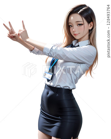 Standing female salesperson 128493764