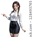 Standing female salesperson 128493765