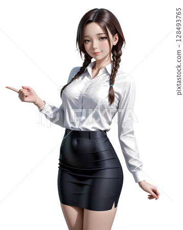 Standing female salesperson 128493765