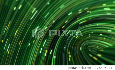Green and yellow glowing lines forming a swirling tunnel effect, creating a vibrant, abstract motion scene Green and yellow glowing lines forming a swirling tunnel effect, creating a vibrant, abstract motion scene 128493945