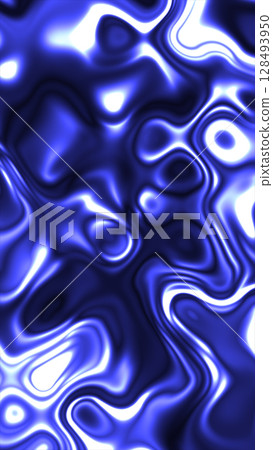 Abstract fluid metallic surface with vibrant electric blue and white light reflections, resembling liquid chrome Abstract fluid metallic surface with vibrant electric blue and white light reflections, resembling liquid chrome 128493950