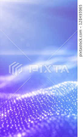 Abstract landscape made of shimmering digital particles on a soft purple and blue gradient background Abstract landscape made of shimmering digital particles on a soft purple and blue gradient background 128493965