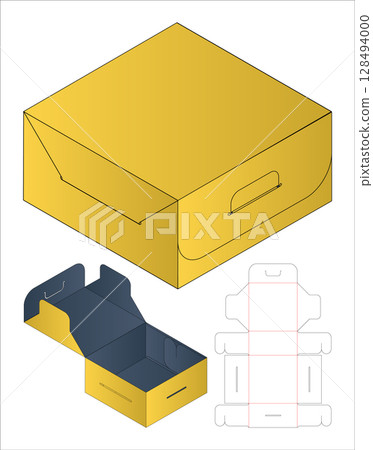 Packaging Box Template Dieline  Flat Layout Foldable Assembly Design 128494000