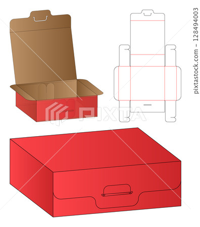 Box Dieline Vector Flat Layout with Cut and Fold Template Box Dieline Vector Flat Layout with Cut and Fold Template 128494003