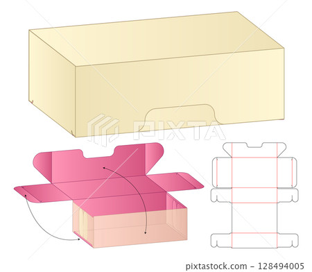 Box Dieline Vector Template Foldable Packaging Dieline layout 128494005