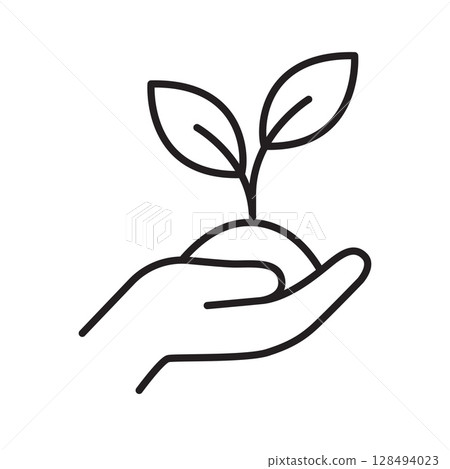 Hands holding a growing plant, environmental concept 128494023