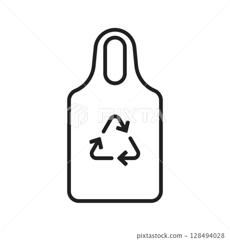Simple outline icon of a plastic bag with recycle symbol Simple outline icon of a plastic bag with recycle symbol 128494028