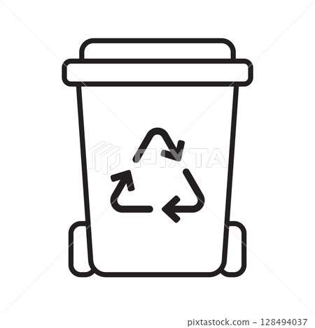 Waste container icon with recycle symbol Waste container icon with recycle symbol 128494037