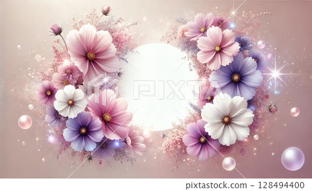 美麗閃耀的波斯菊的溫柔框架 美麗閃耀的波斯菊的溫柔框架 128494400
