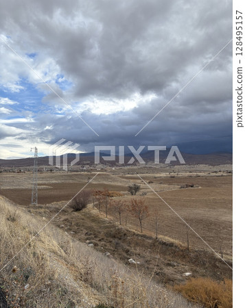 mountains late autumn cloudy postcards background. High quality photo mountains late autumn cloudy postcards background. High quality photo 128495157