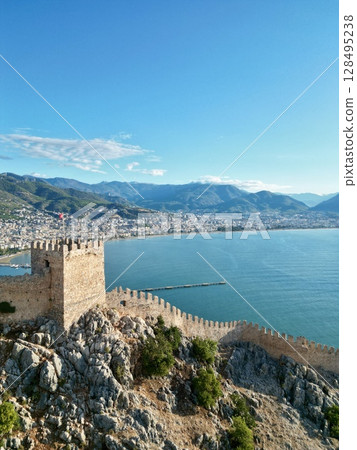 fortress on a rock near the sea coast 128495238
