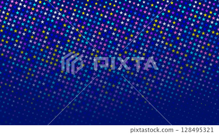 Colorful stars forming a diagonal pattern on a blue gradient background, fading out at the bottom. Colorful stars forming a diagonal pattern on a blue gradient background, fading out at the bottom. 128495321